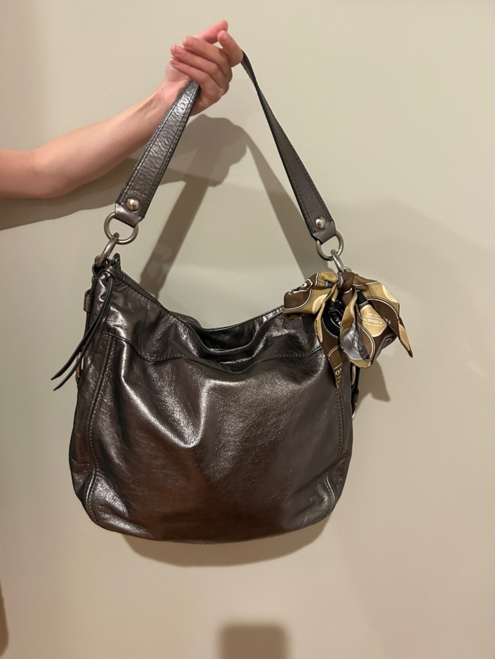 Coach Y2K vintage Zoe hobo bag F14706 grey pewter metallic purse handbag